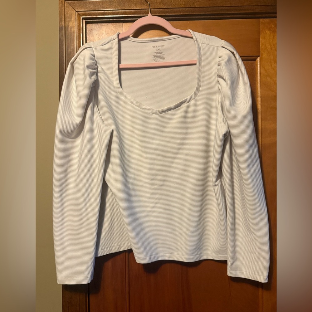 Nine West White Long Sleeve Blouse